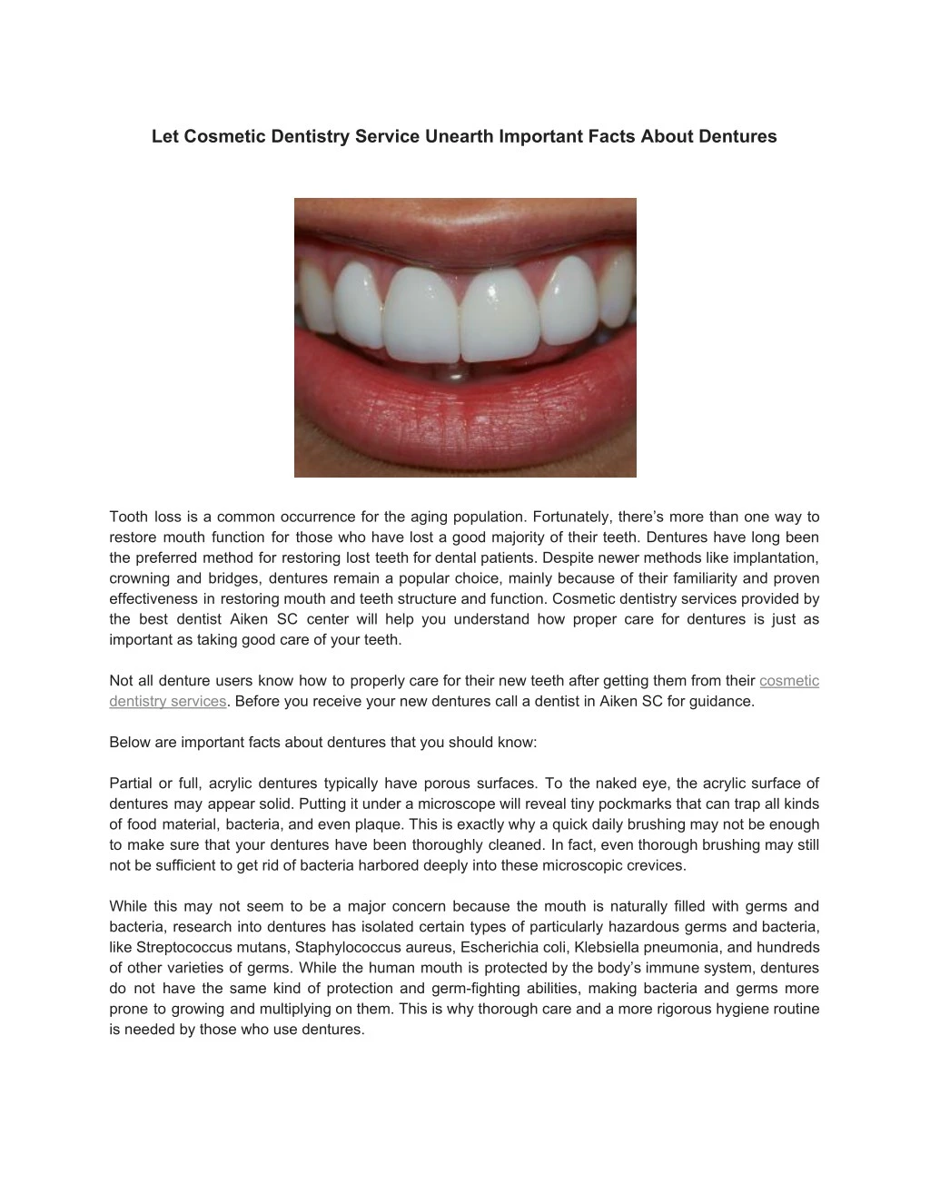 let cosmetic dentistry service unearth important