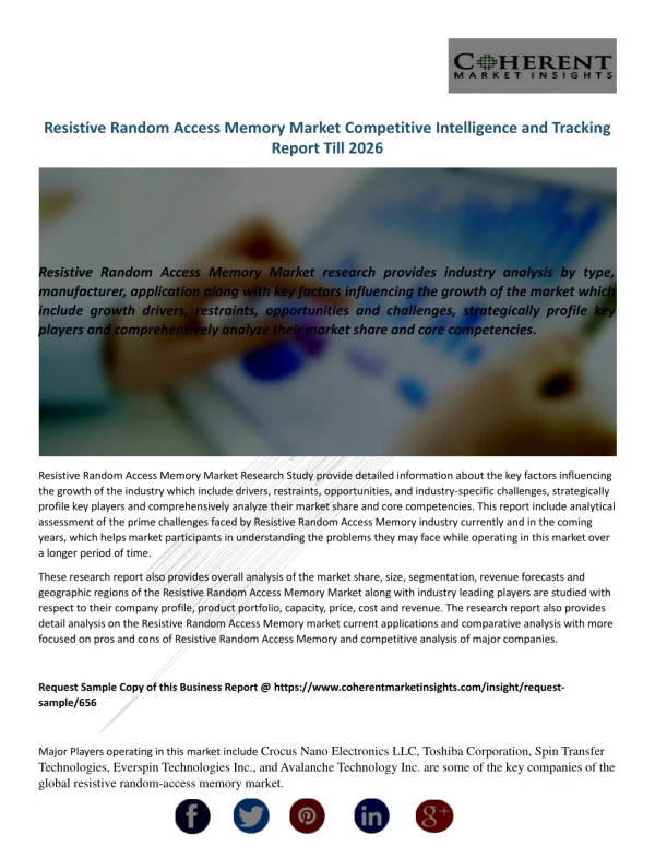 Resistive Random Access Memory Market Competitive Intelligence and Tracking Report Till 2026