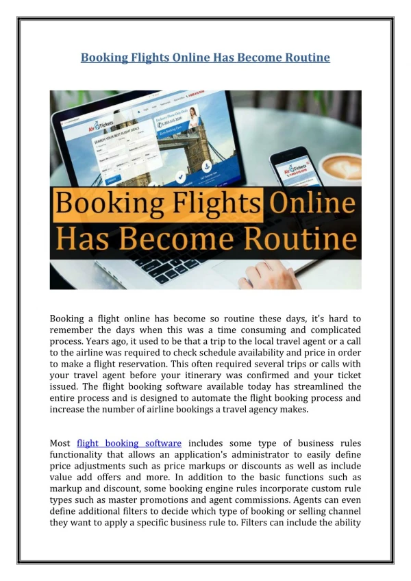 Booking Flights Online Has Become Routine