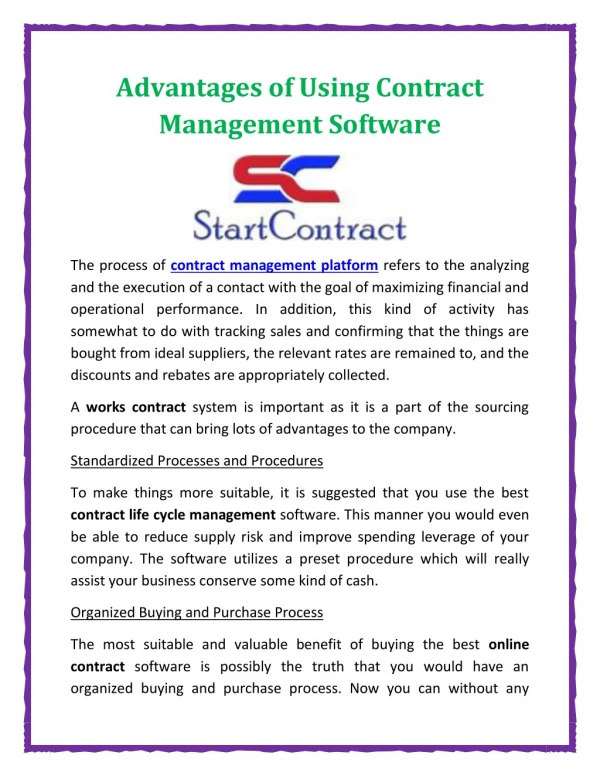Advantages of Using Contract Management Software