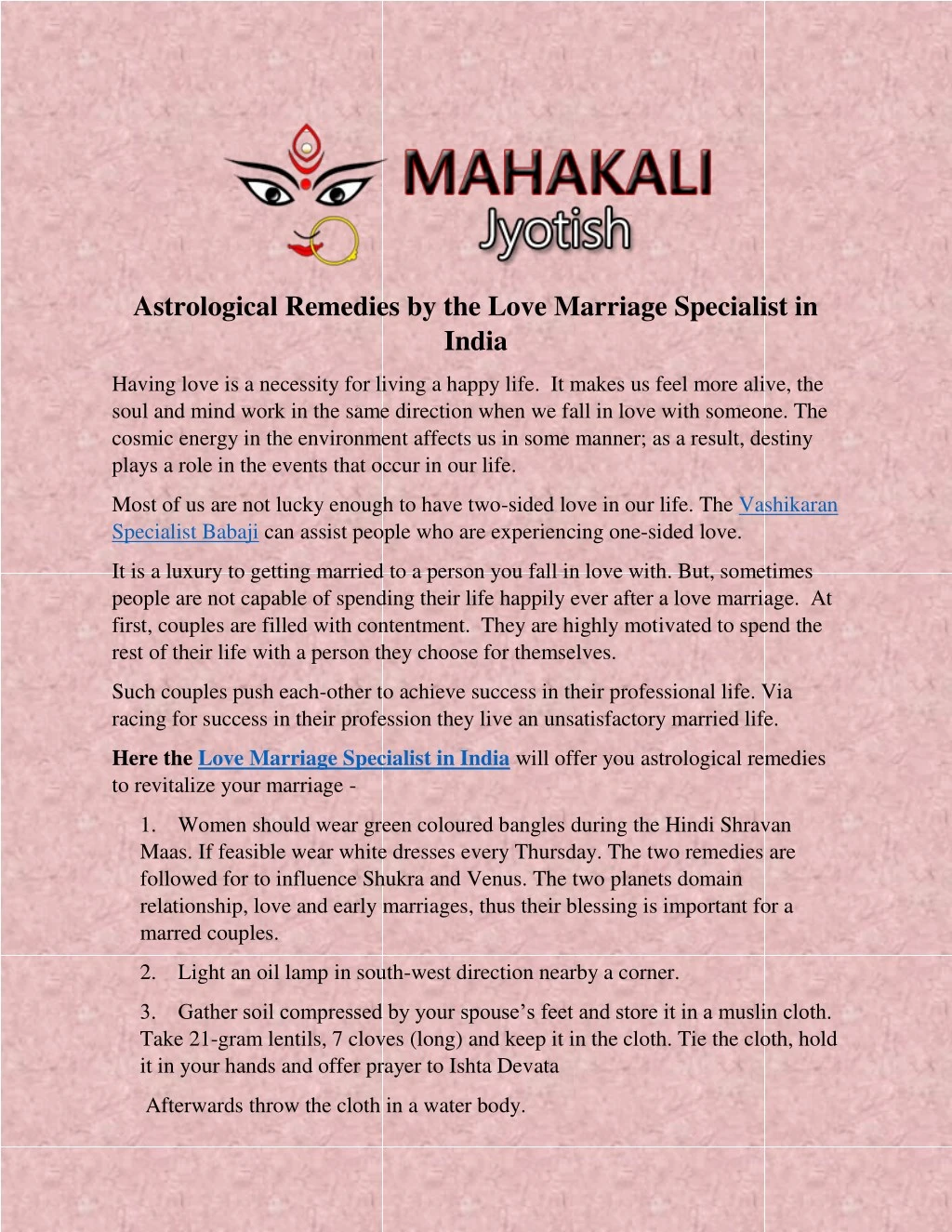 astrological remedies by the love marriage