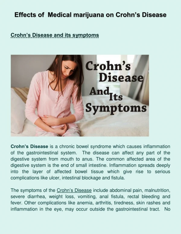 Effects of Medical marijuana on Crohn’s Disease