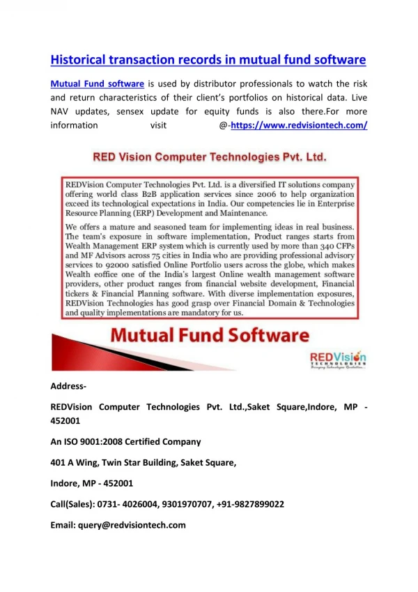 Historical transaction records in mutual fund software