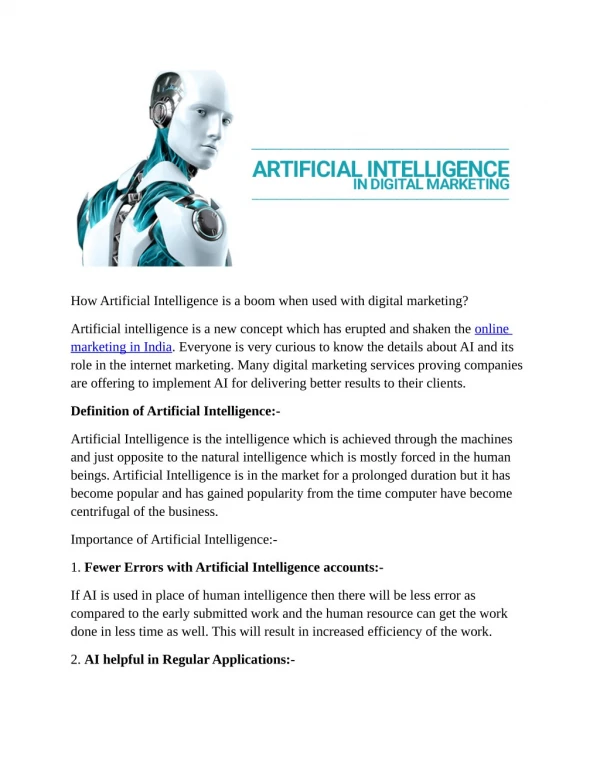 How Artificial Intelligence is a boom when used with digital marketing?