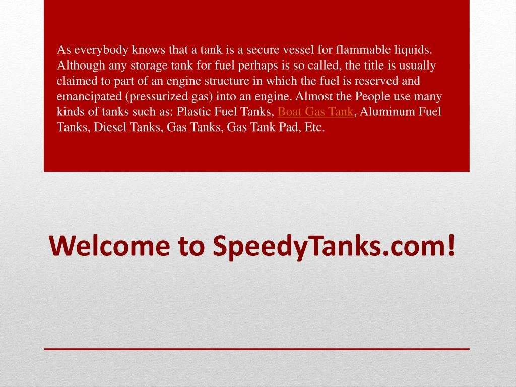 welcome to speedytanks com