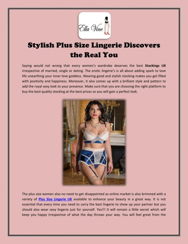 Stylish Plus Size Lingerie Discovers the Real You