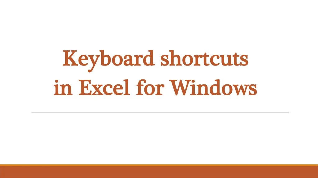 keyboard shortcuts in excel for windows