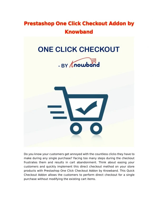 Promote Impulse Buying with Prestashop One Click Checkout by Knowband