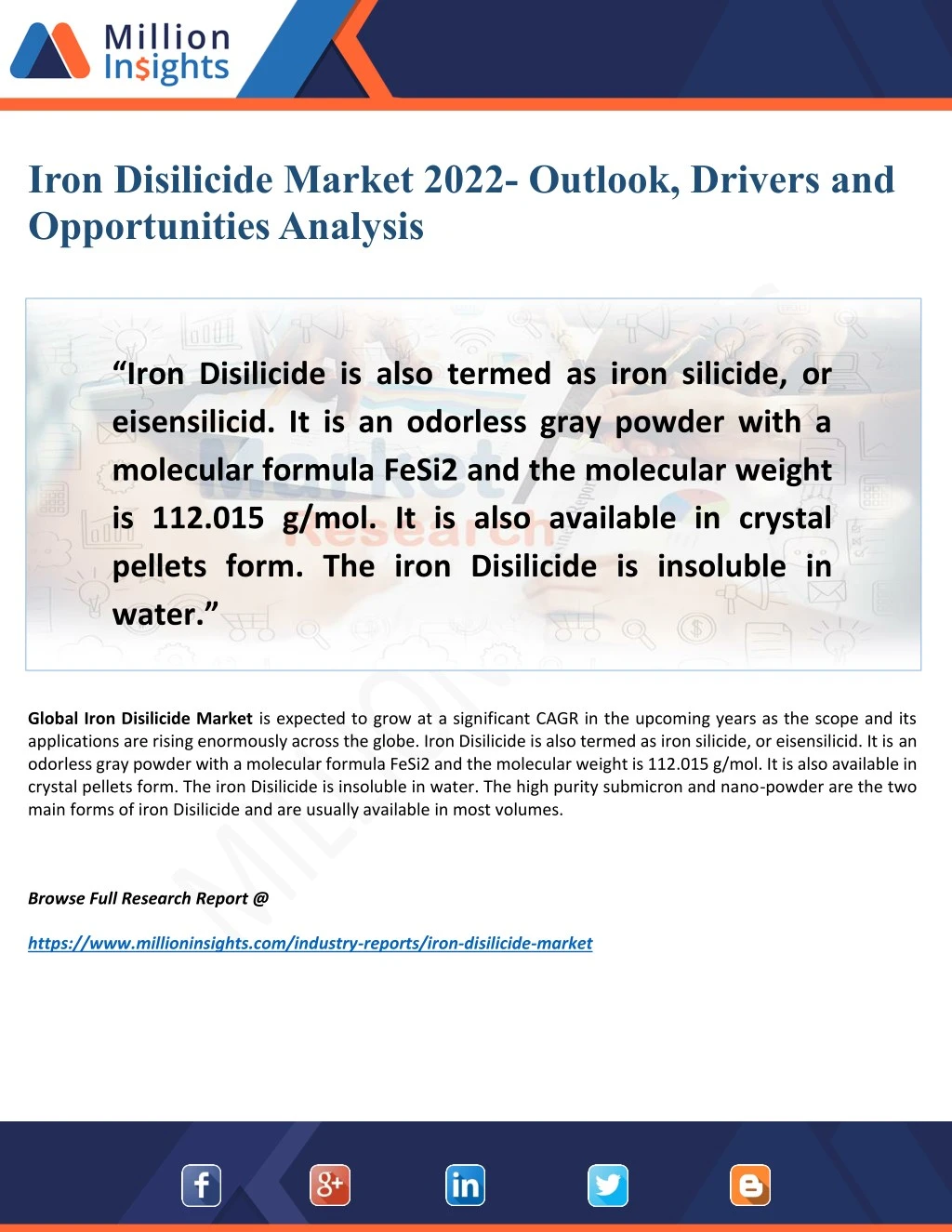 iron disilicide market 2022 outlook drivers