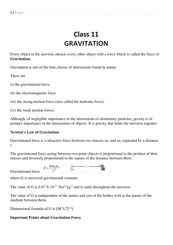 Jee physics- gravitation from TestprepKart
