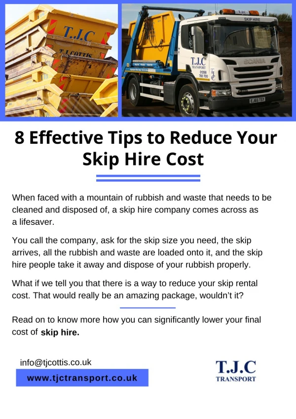 8 Effective Tips to Reduce Your Skip Hire Cost