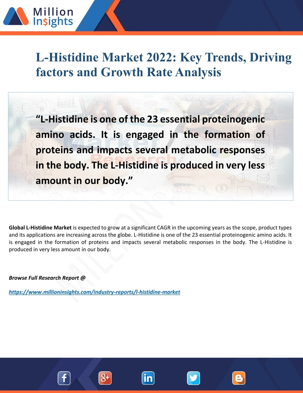 l histidine market 2022 key trends driving