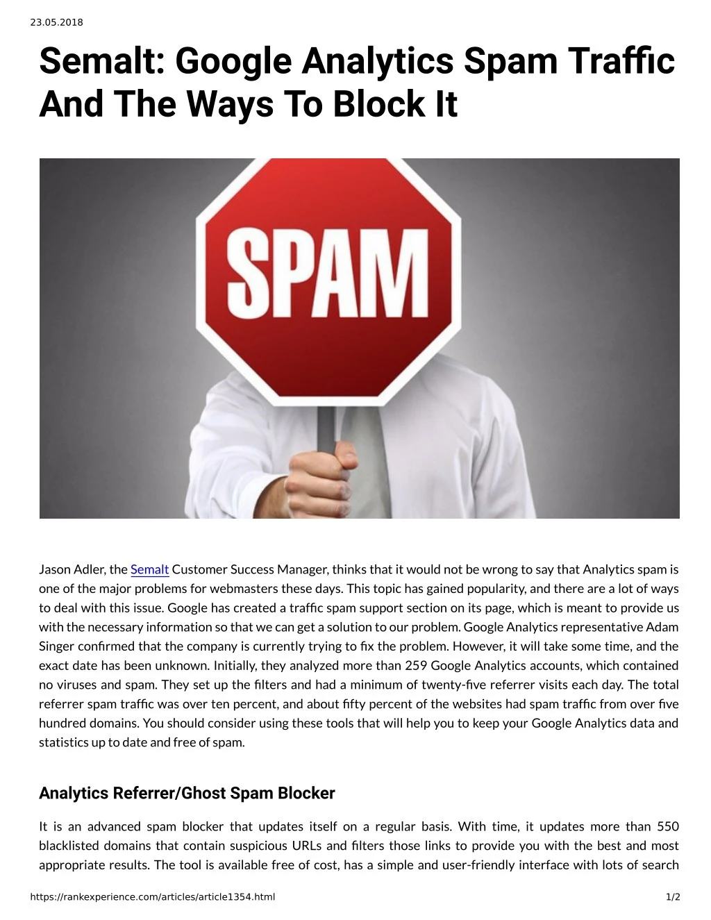 23 05 2018 semalt google analytics spam