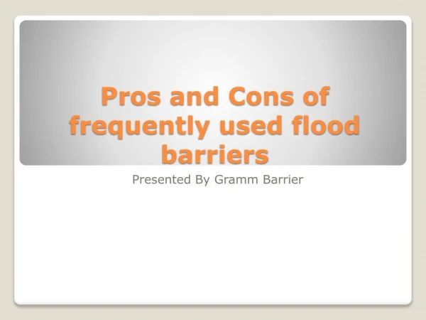 Pros and Cons of frequently used flood barriers