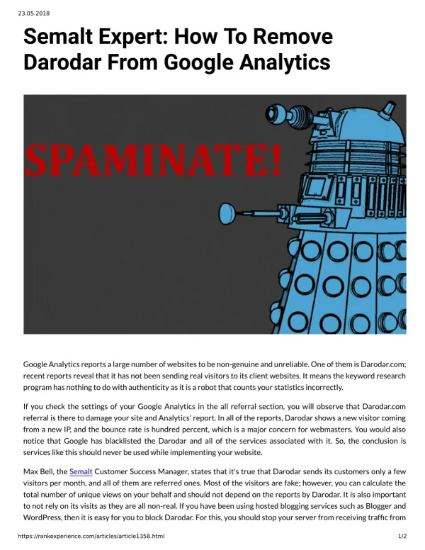 Semalt Expert: How To Remove Darodar From Google Analytics