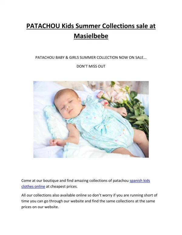 PATACHOU Kids Summer Collections sale at Masielbebe