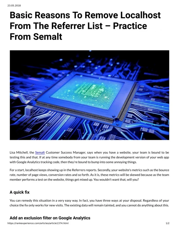 Basic Reasons To Remove Localhost From The Referrer List – Practice From Semalt