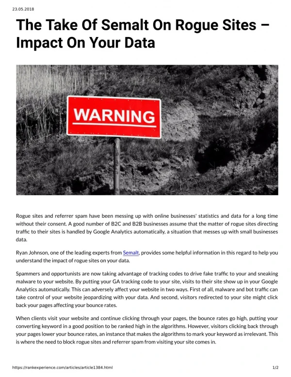 The Take Of Semalt On Rogue Sites – Impact On Your Data