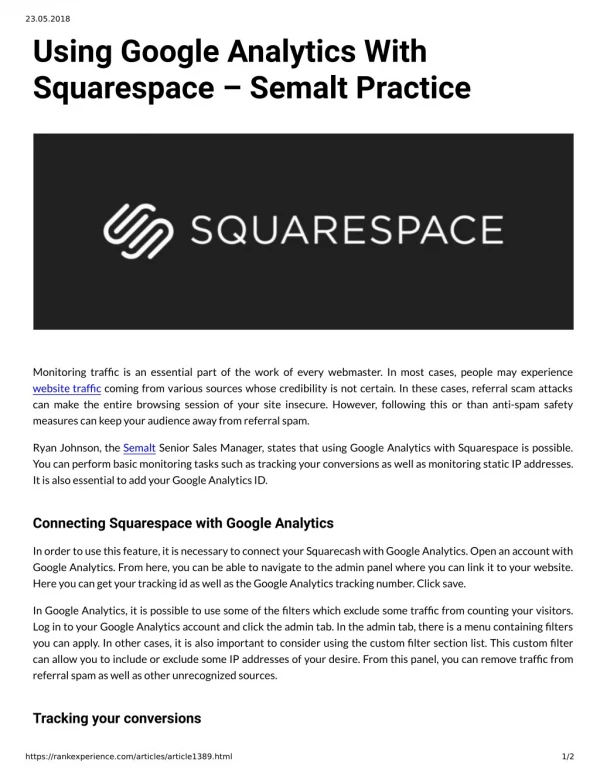 Using Google Analytics With Squarespace – Semalt Practice