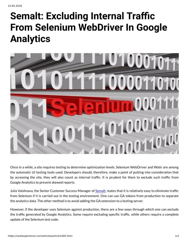 Semalt: Excluding Internal Traffic From Selenium WebDriver In Google Analytics