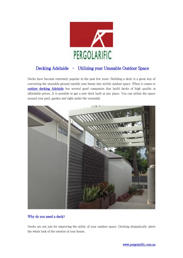 Decking Adelaide – Utilizing your Unusable Outdoor Space