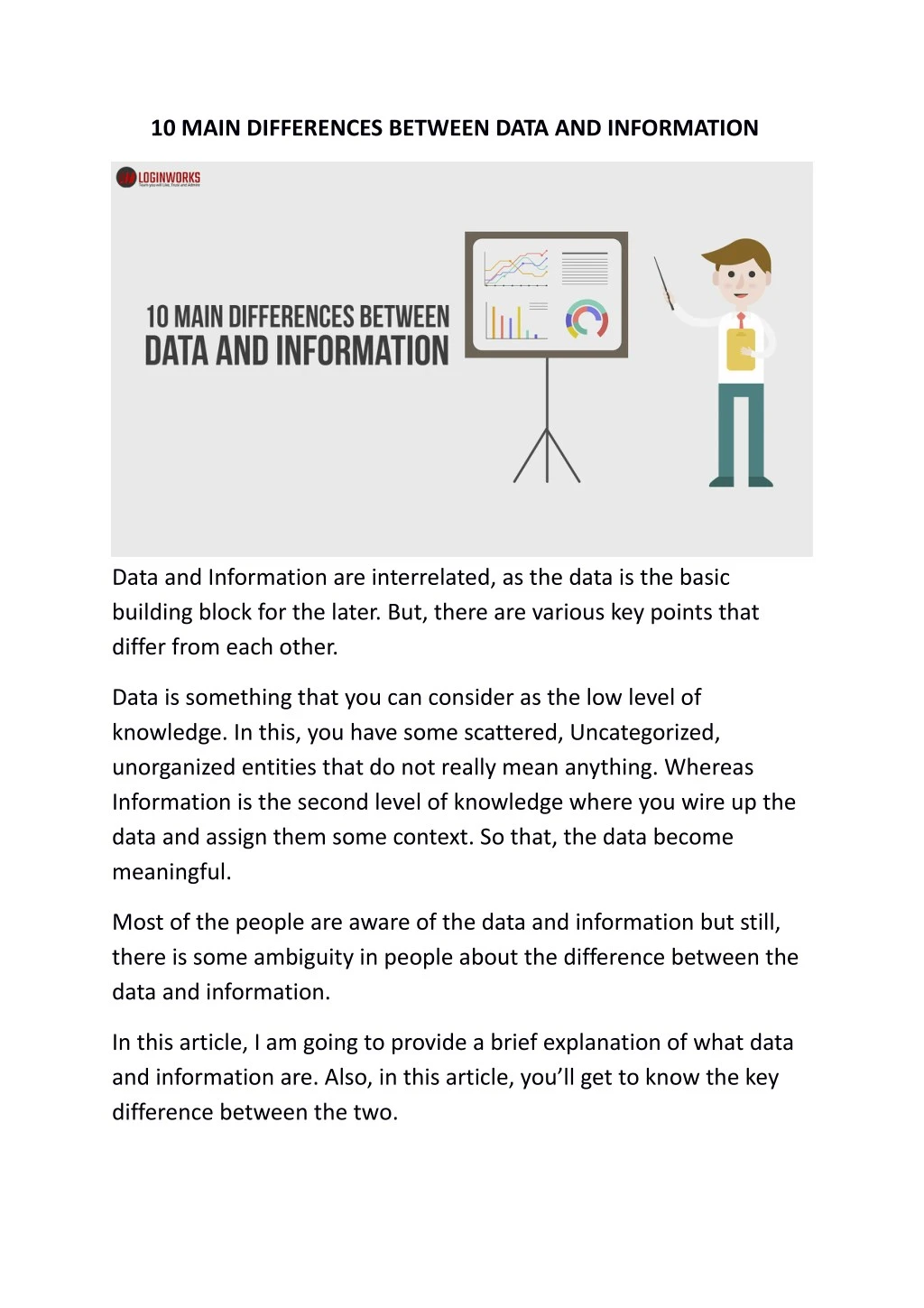 10 main differences between data and information