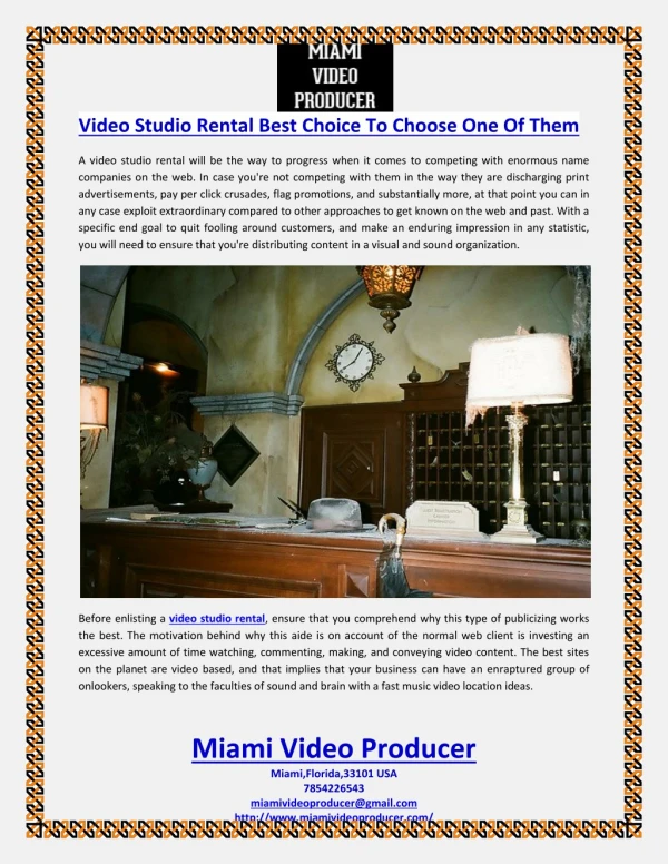 Video Studio Rental Best Choice To Choose One Of Them