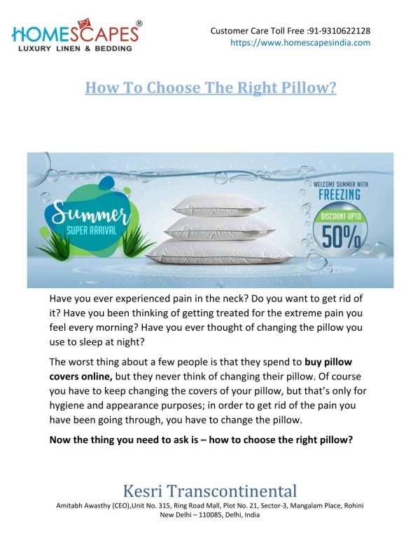 How To Choose The Right Pillow