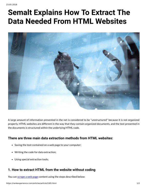 Semalt Explains How To Extract The Data Needed From HTML Websites