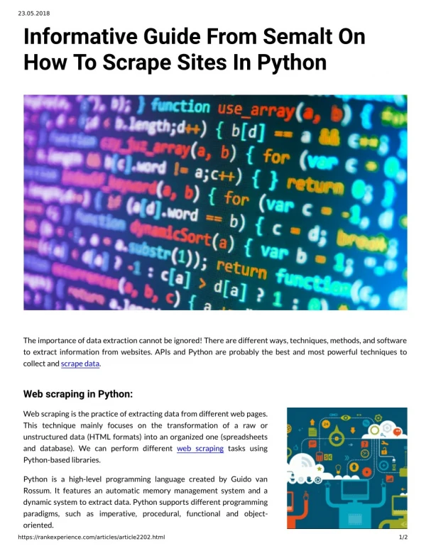 Informative Guide From Semalt On How To Scrape Sites In Python