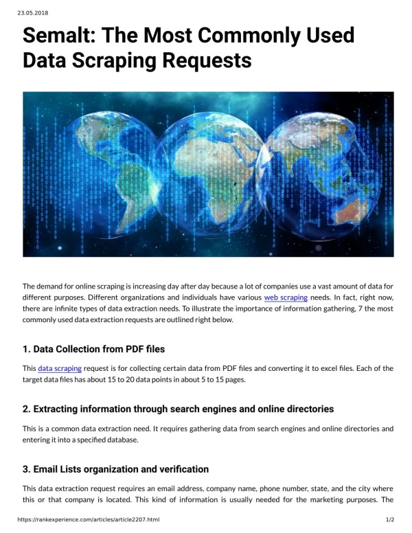 Semalt: The Most Commonly Used Data Scraping Requests