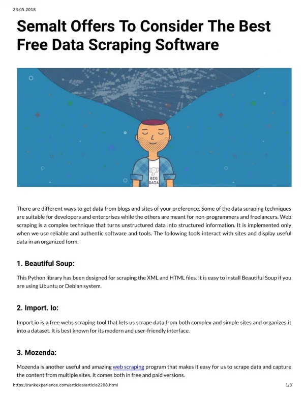 Semalt Offers To Consider The Best Free Data Scraping Software