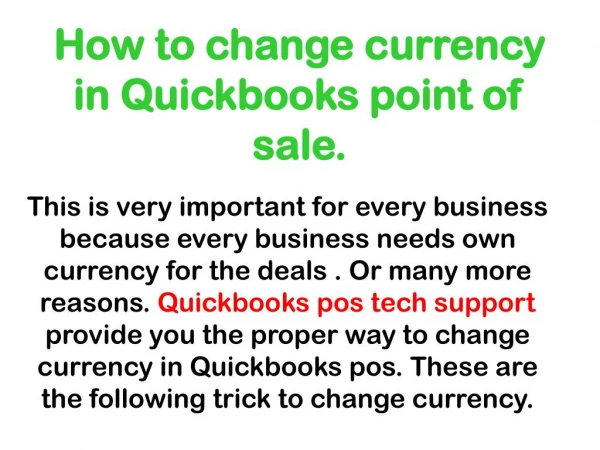 How to change currency in Quickbooks point of sale