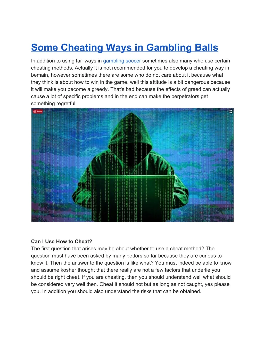 some cheating ways in gambling balls
