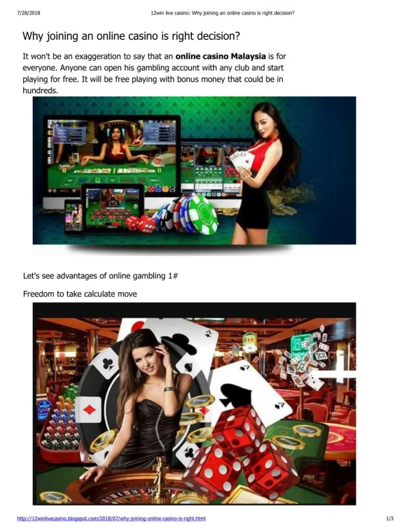 Why joining an online casino is right decision?