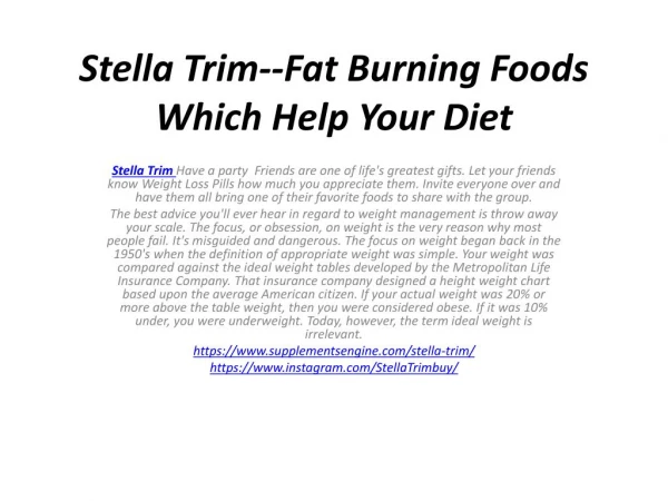 Stella Trim--Lose Weight Faster & Easier