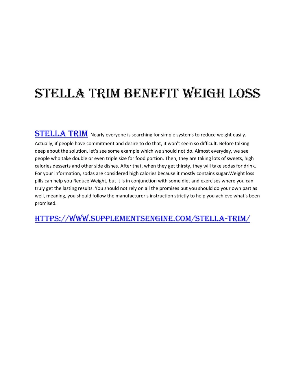 stella trim benefit weigh loss