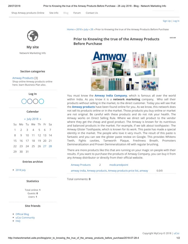 Prior to Knowing the true of the Amway Products Before Purchase