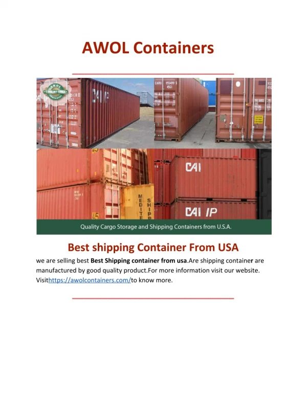 Best shipping containers for sale in USA