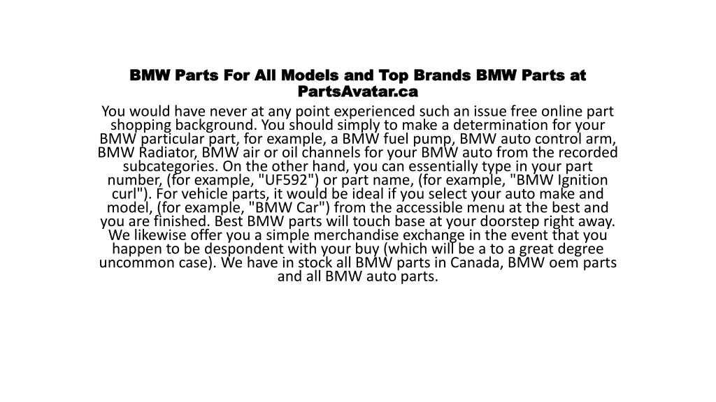 bmw parts for all models and top brands bmw parts at partsavatar ca