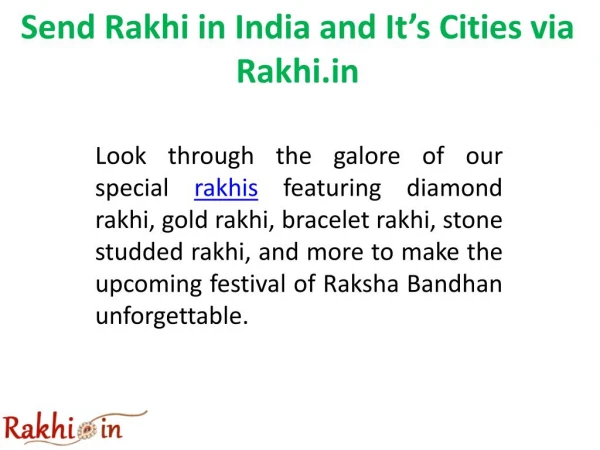 Send Rakhi in India and It’s Cities via Rakhi.in