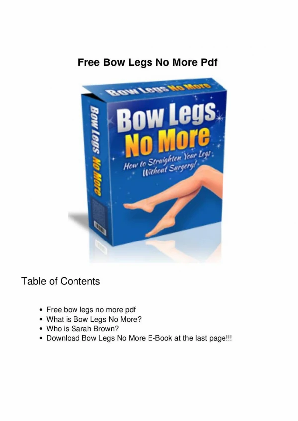 Bow Legs No More PDF EBook Free Download