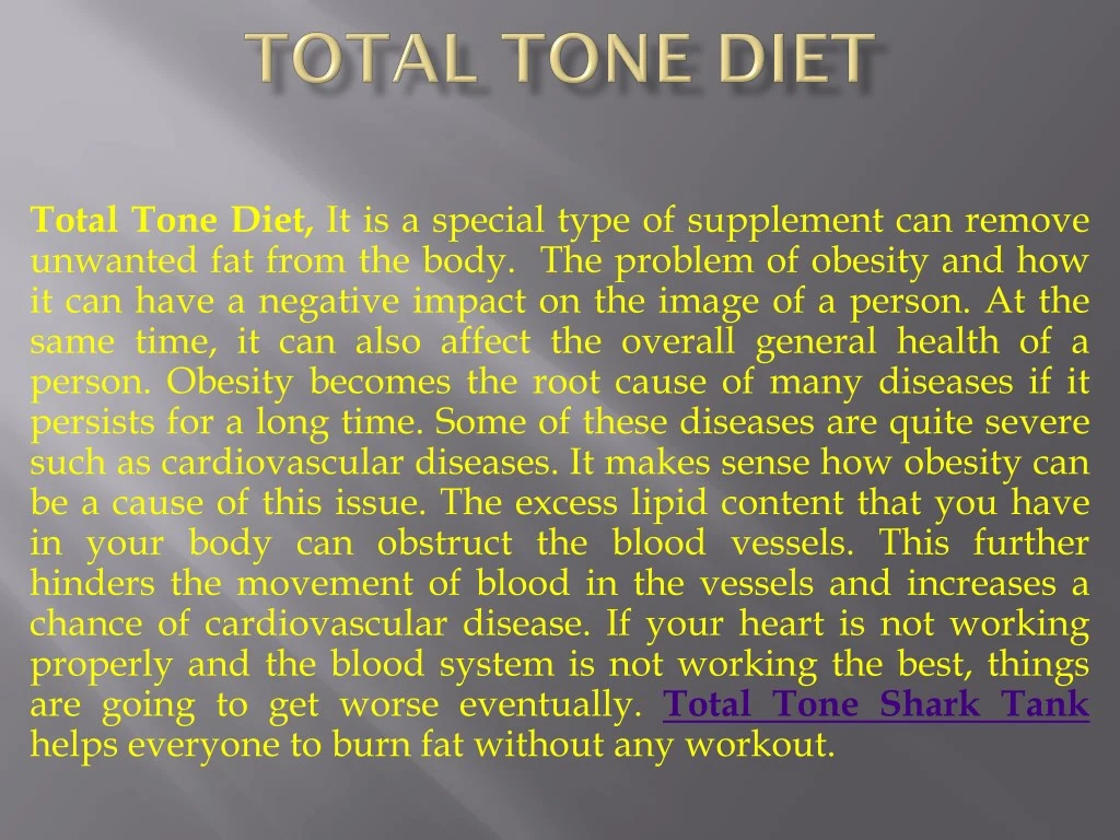 total tone diet it is a special type