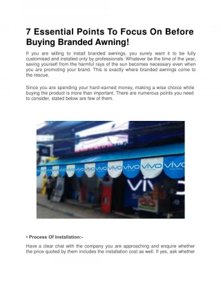 7 Essential Points To Focus On Before Buying Branded Awning! - slide 1