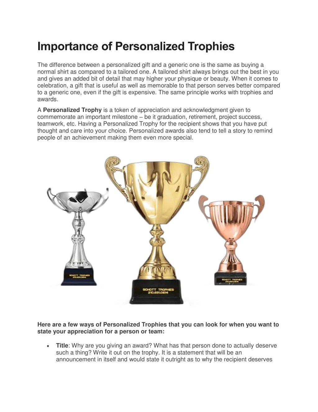 importance of personalized trophies