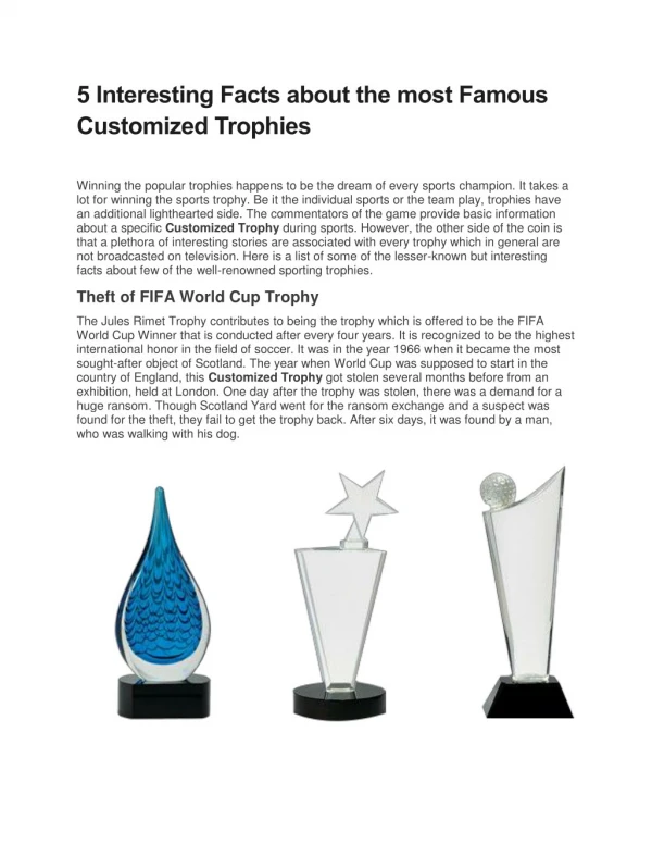 Best Customized Trophies Manufacturer in India - Awards & Trophy