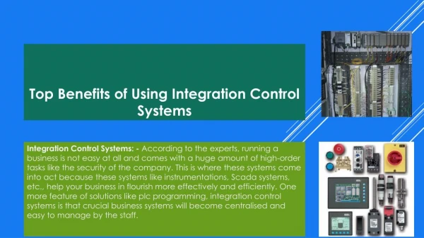 Top Benefits of Using Integration Control Systems
