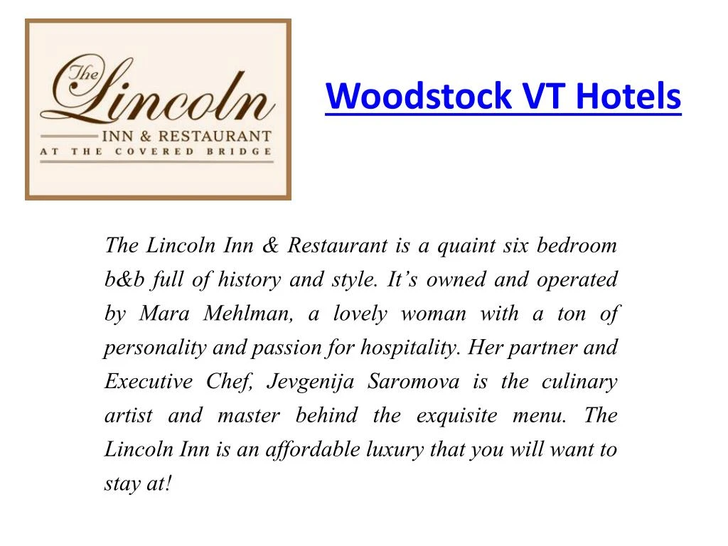 woodstock vt hotels