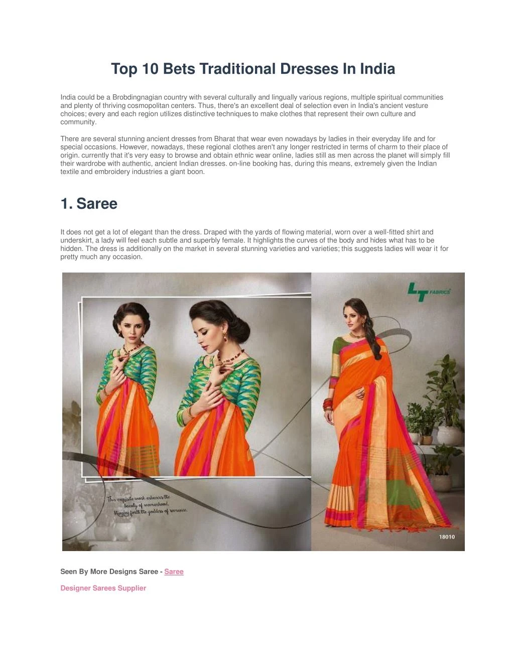 top 10 bets traditional dresses in india