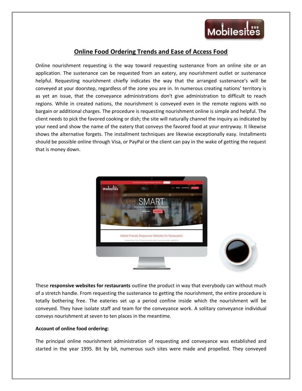 online food ordering trends and ease of access